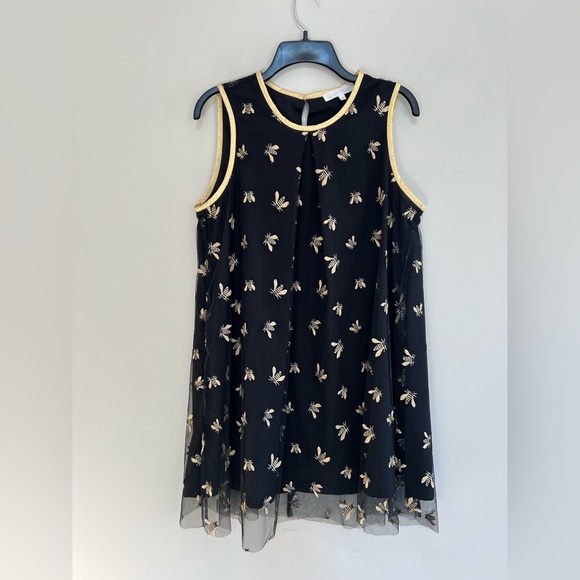 Corey Lynn Calter Dresses & Skirts - Corey Lynn Calter Dixie Embroidered Honey Bees Black and Gold Trapeze Dress, S